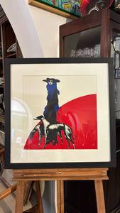 Gravura Figura Feminina com Galgos