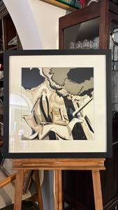 Gravura Art Déco com Figura Feminina e Galgo