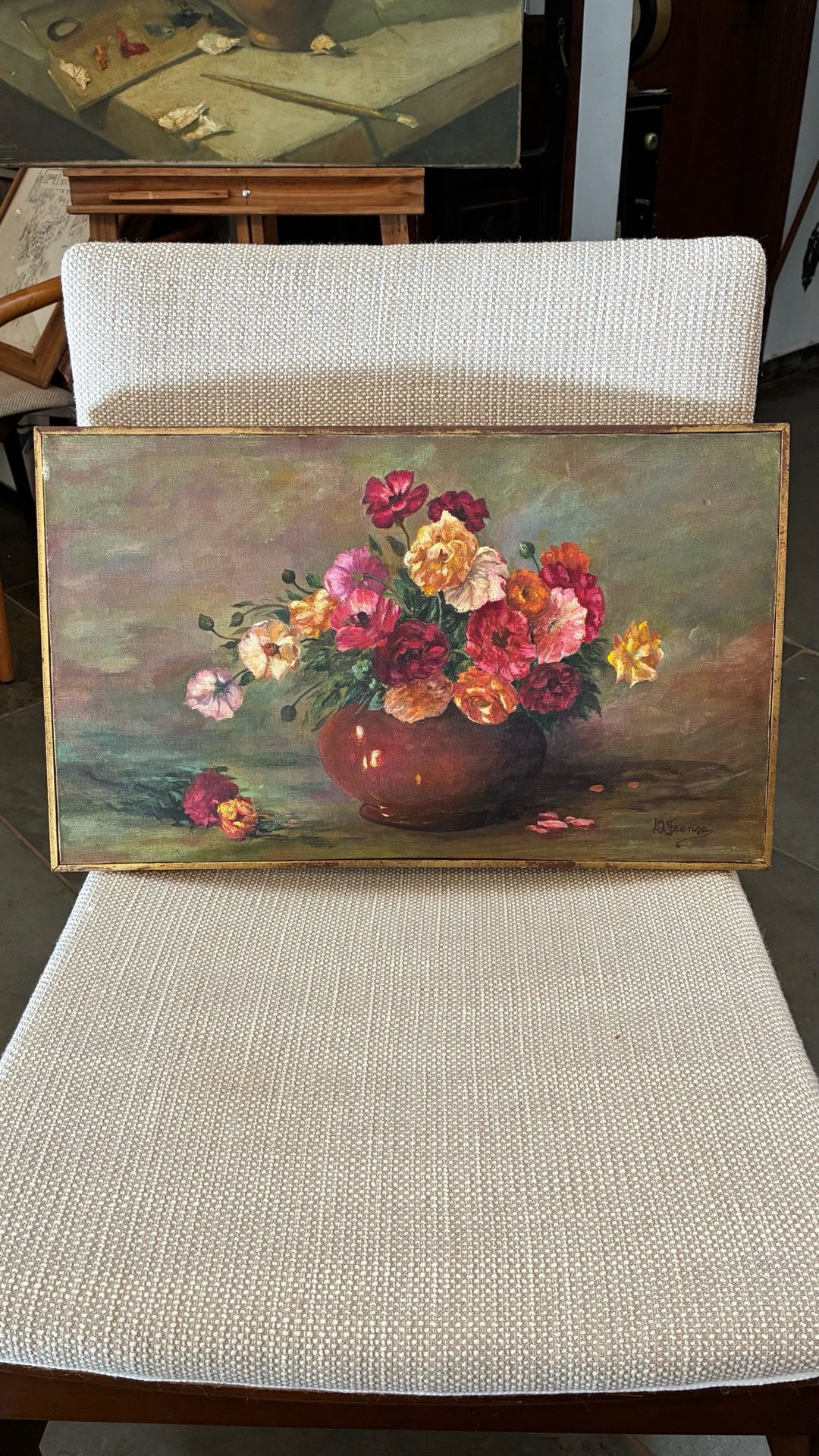 Pintura a Óleo Natureza Morta com Flores