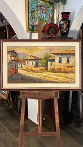 Pintura a Óleo - Paisagem Urbana Colonial Brasileira